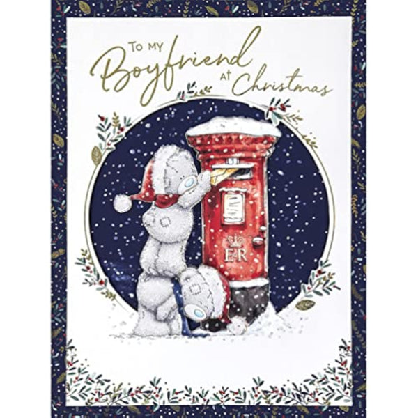 Luxury Me To You Bear Boyfriend Christmas Card by Carte Blanche, featuring a cute teddy bear design on a festive greeting card.