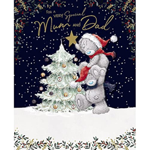 Handmade Me To You Bear Mum & Dad Christmas greeting card by Carte Blanche, featuring a cute bear design and festive holiday message.