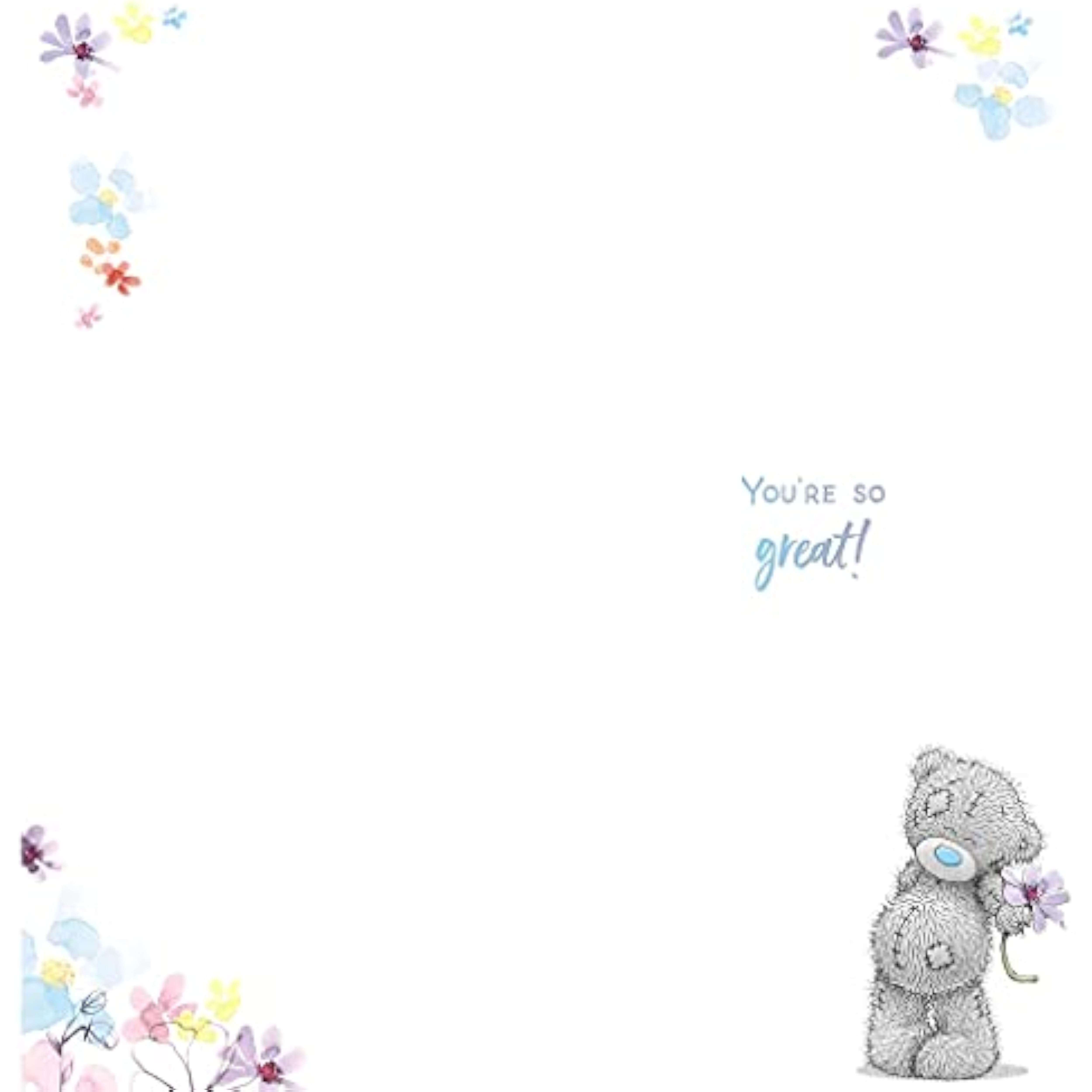 Carte Blanche Thank You Bear plush toy holding a flower, soft and adorable stuffed animal for gifting or decoration.