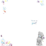 Carte Blanche Thank You Bear plush toy holding a flower, soft and adorable stuffed animal for gifting or decoration.
