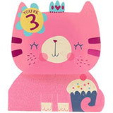 Pink Cat 3rd Birthday Card