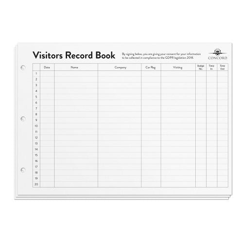 Concord Visitor Book Refill 230x335mm 2000 Entries (Pack 50 Sheets)