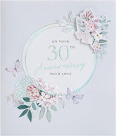 30th Wedding Anniversary Card for Him/Her/Friend - Beautiful Floral Design