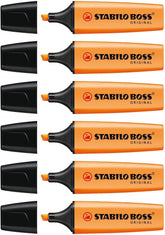 Stabilo Boss Original Highlighters Bevelled Tip 2-5 mm ORANGE Pack of 6