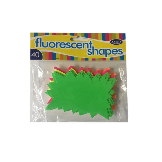 Colorful fluorescent flashes in various shapes, 66x105mm decorative figurines by County, displayed on a white background.