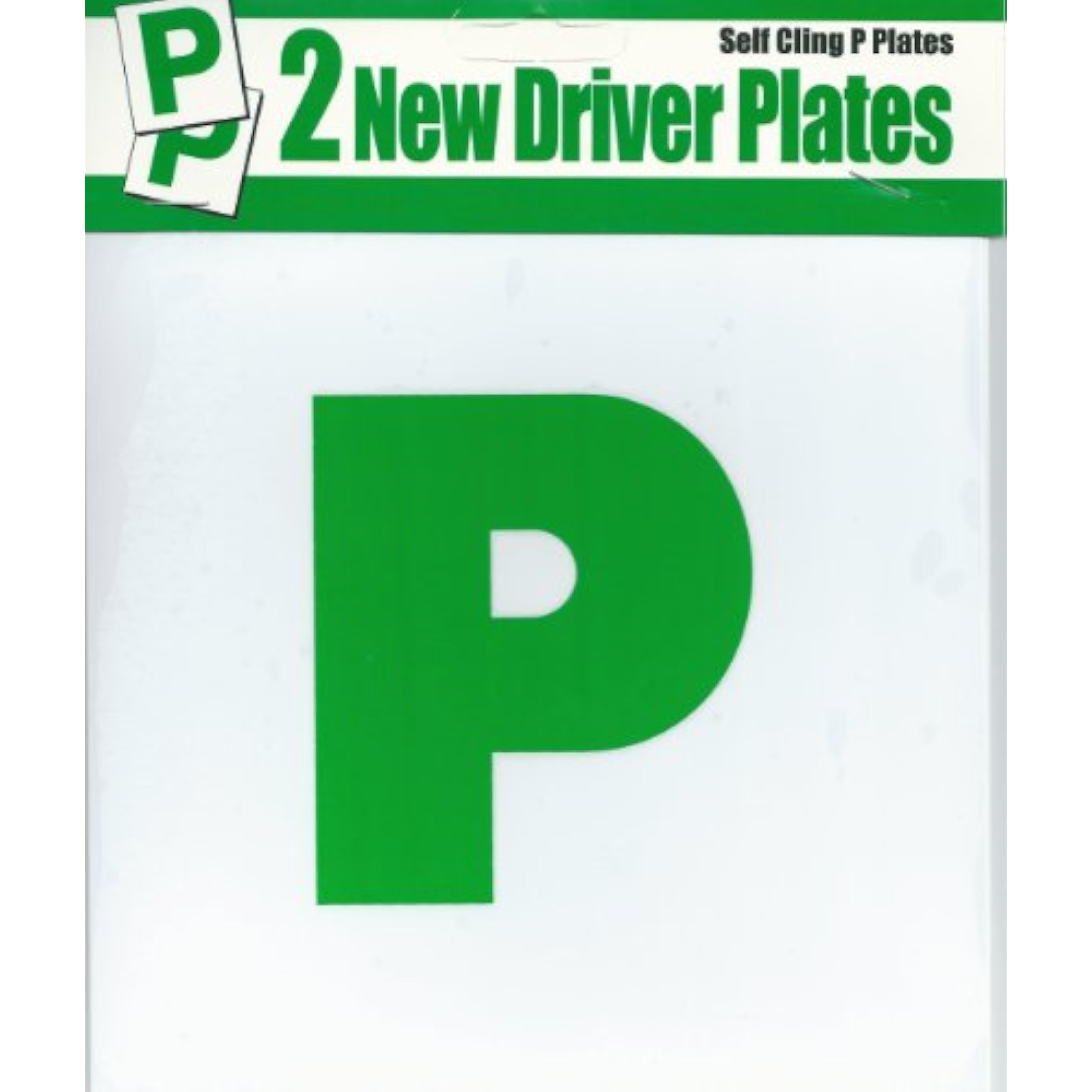 Pair of County self-adhesive "P" plates stickers for new drivers, designed for easy attachment to vehicles.