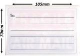 Self-adhesive shipping labels from County, pack of 12, designed for easy parcel labeling and secure adhesion.
