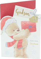 Godson Christmas Card Festive Teddy Bear Design