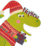 Festive Dinosaur Design Nephew Christmas Card