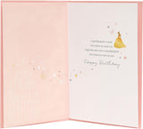 Disney Princess Birthday Card For Granddaughter With Envelope - Children's Design With Love Hearts And Butterflies
