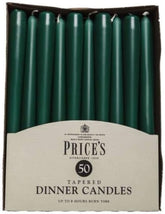 Tapered Dinner Candle Unwrapped 50pk Evergreen