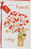 Boofle Birthday Card For Fiancée With Envelope - Cute Design And Big Bouquet Of Flowers, Multi