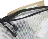 Clear flat pencil case made of 90% recycled materials, Eco-Eco Stationery, 20x13cm, eco-friendly and durable stationery accessory.
