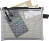 Clear flat pencil case made of 90% recycled materials from Eco-Eco Stationery, measuring 20x13cm, eco-friendly and durable.