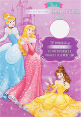 Disney Princess Daughter Birthday Card With Stickers
