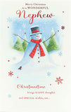 Christmas Card for Nephew Traditional Snowman Design