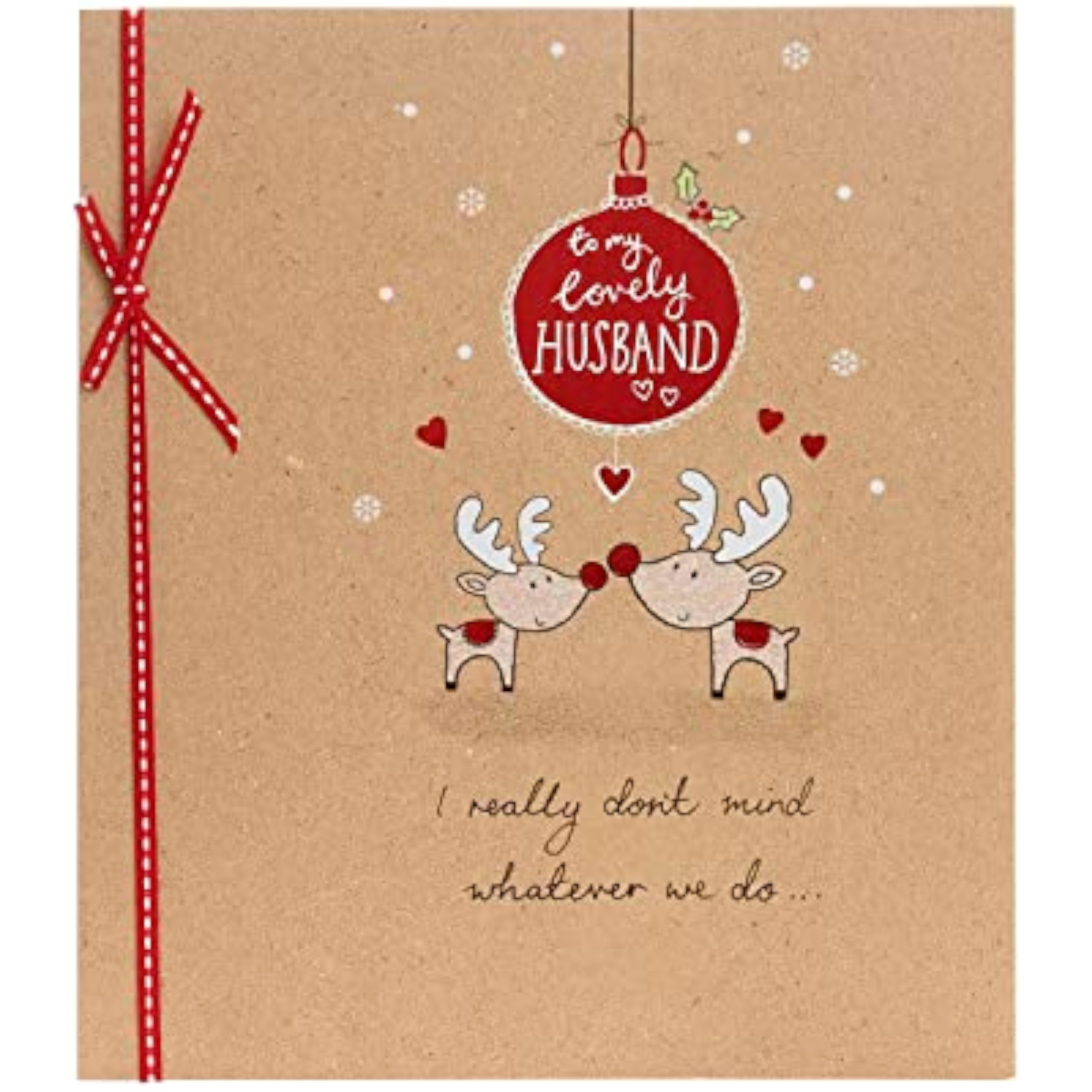 Cute Design with Reindeer and Bauble Husband Christmas Card
