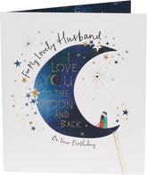 Romantic Moon Scene Husband Birthday Card