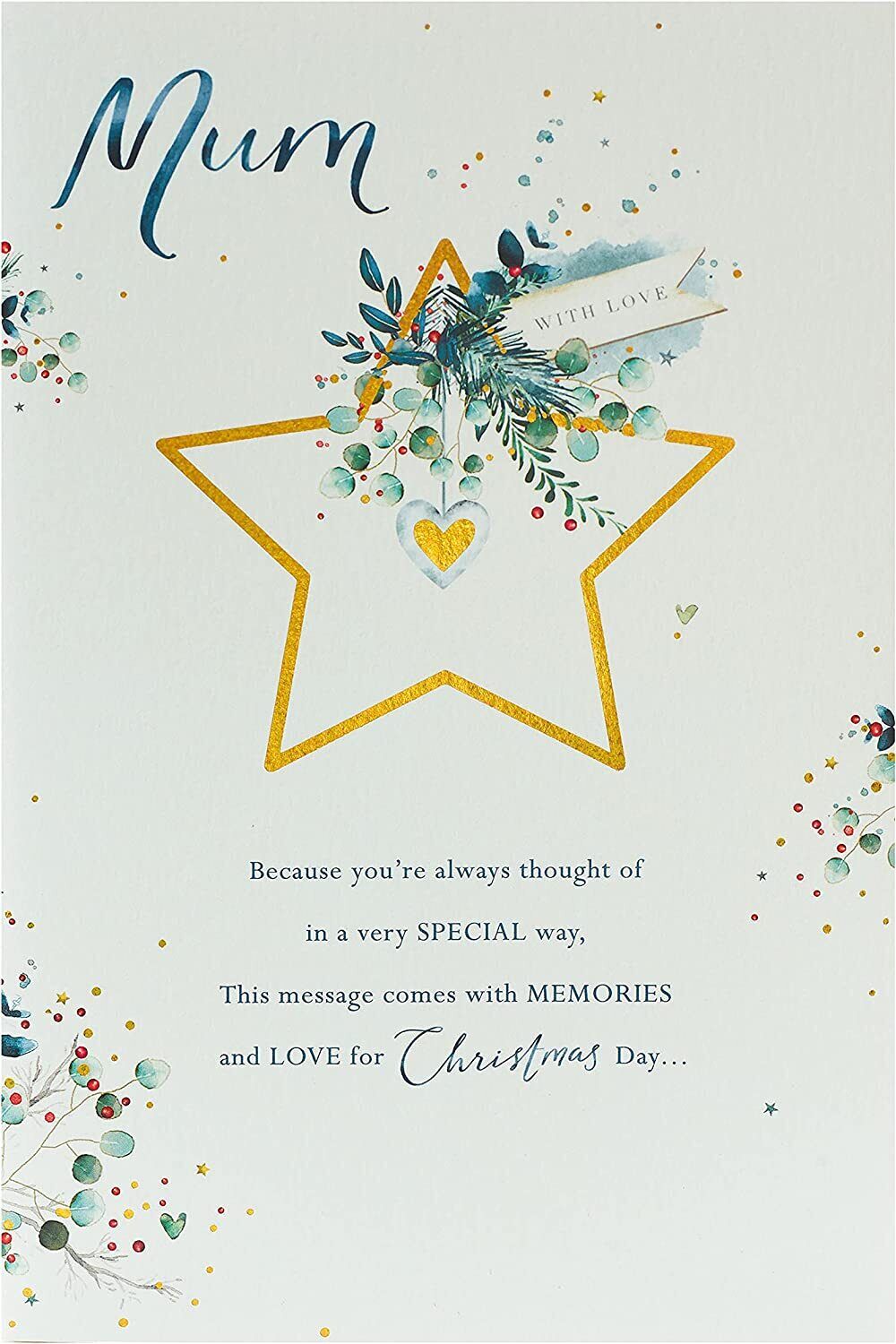 White Green Gold Mum Christmas Card