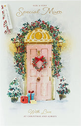 Pretty Pink Christmas Door Lovely Mum Christmas Card
