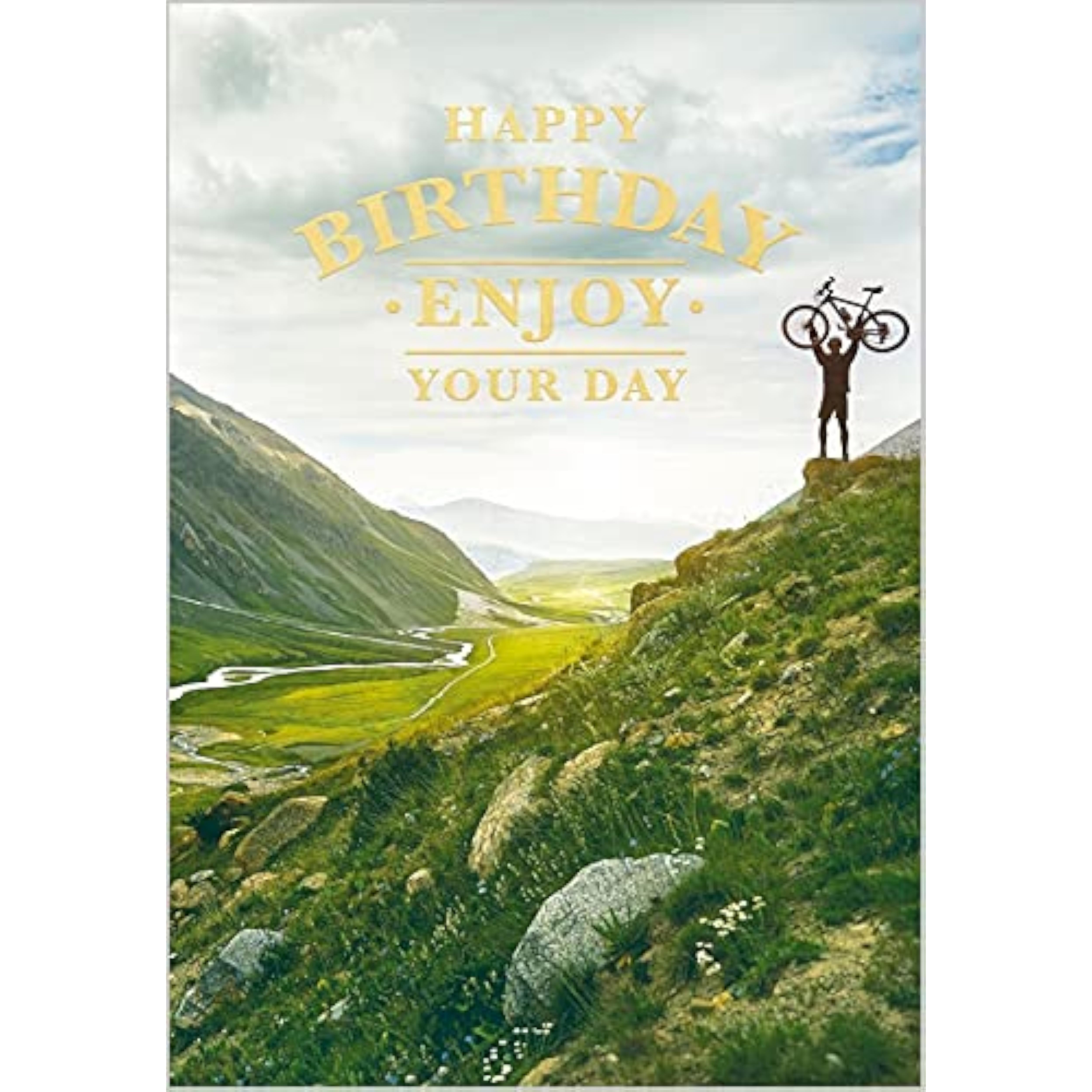 Mountain Biking Victory Foil and Embossed Birthday' Card