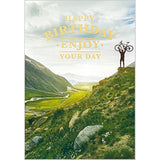 Mountain Biking Victory Foil and Embossed Birthday' Card