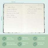 Compact hardcover lined notebook 216x151mm with 160 smooth white pages by Gifted Stationery