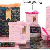Luxury pink GLK birthday gift bag with "Happy Birthday" design and ribbon handles, perfect for special celebration gift wrapping.