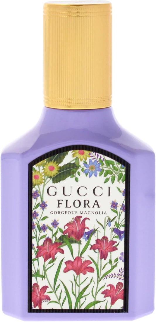 Gucci Flora Gorgeous Magnolia Eau de Parfum spray for women, 30ml, featuring a elegant floral fragrance bottle.