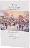 village scene church and tree-Religious Christmas Card