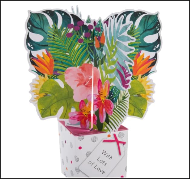 Hallmark 3D Tropical Flowers Pop-Up Mother’s Day Card with vibrant, stunning floral design and intricate floral pop-up details.