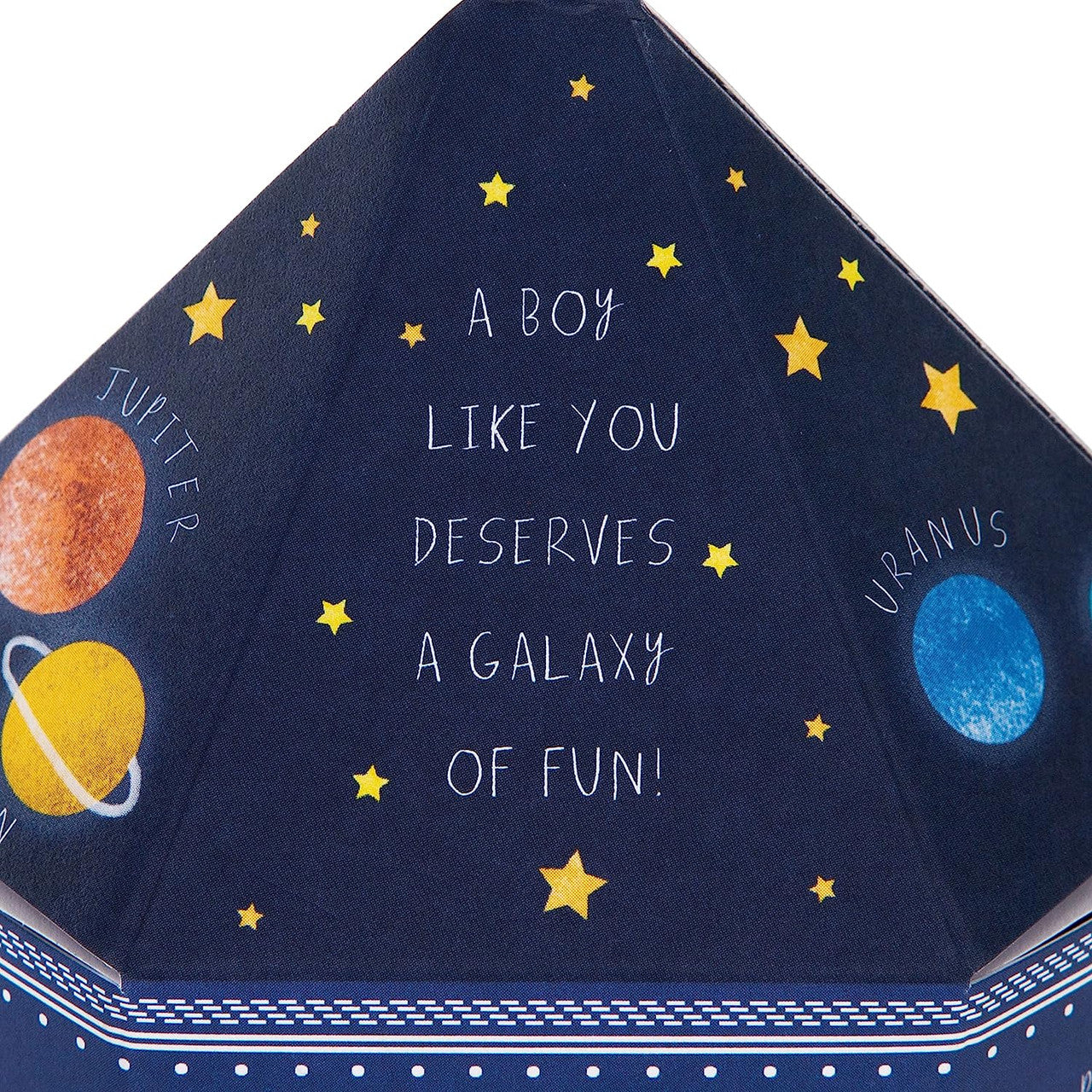 Hallmark Blast Off 3rd Birthday Pop-Out Card featuring colorful space-themed design and playful rocket illustrations.