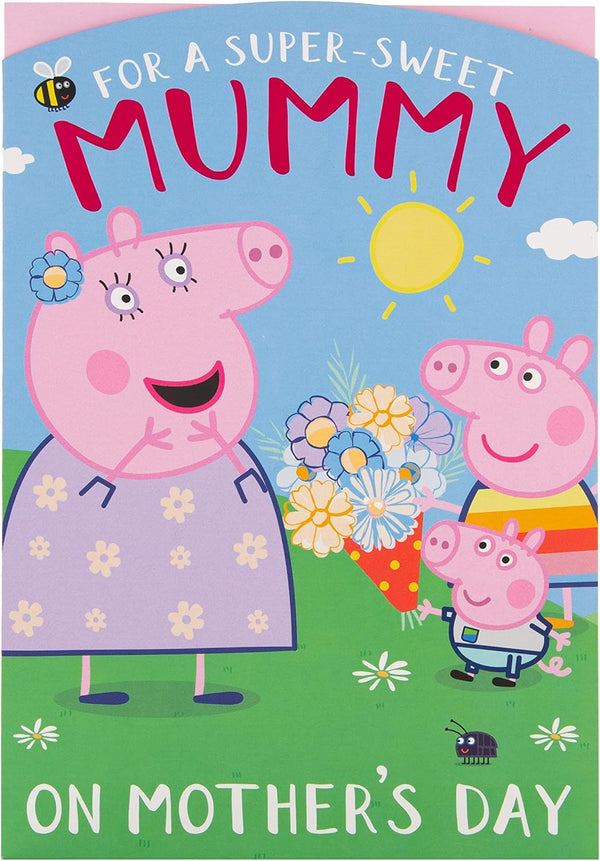 Hallmark Peppa Pig Super Sweet Mummy Mother’s Day card featuring colorful, fun, and adorable Peppa Pig design for celebrating moms.