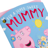 Hallmark Peppa Pig Super Sweet Mummy Mother’s Day card featuring colorful, fun, and adorable design with Peppa Pig and floral accents.