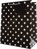Elegant black Hallmark gift bag with contemporary design, featuring stylish handles and modern pattern for special occasions.