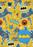 Hallmark Batman gift wrap with two sheets and two matching gift tags, featuring iconic Batman graphics and dark superhero-themed design.