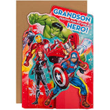Hallmark 3D Avengers Grandson Christmas Card featuring epic heroes and festive holiday design.
