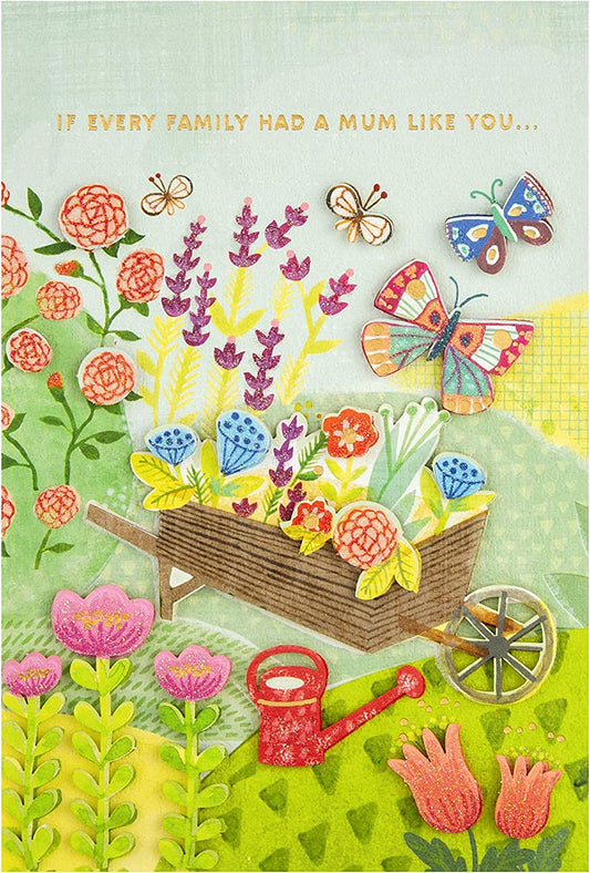Colorful 3D effect Garden 'Signature' Collection Mother's Day greeting card by Hallmark with vibrant floral design.