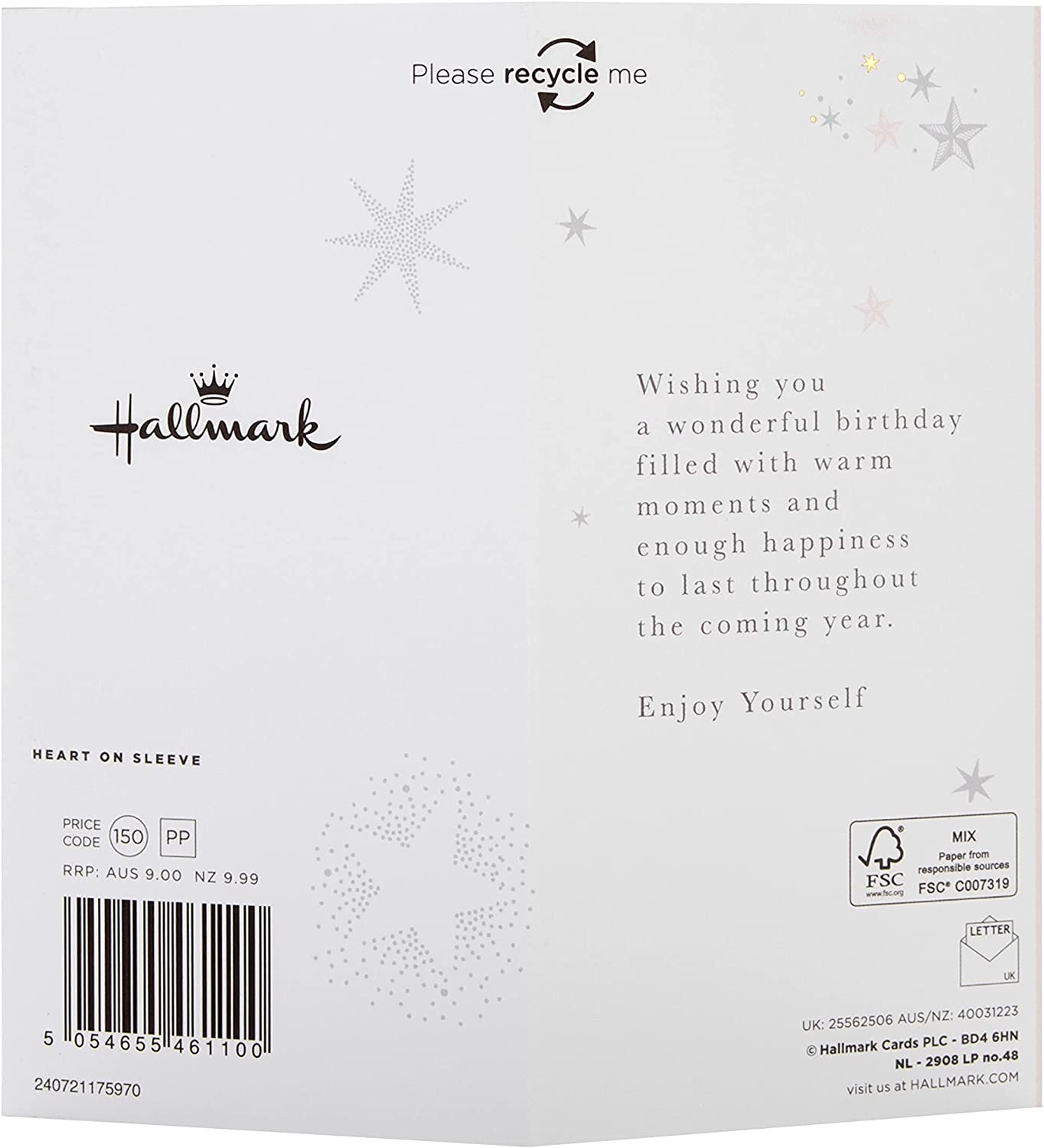 Hallmark 3D Hanging Star birthday greeting card with colorful star design and festive embellishments.
