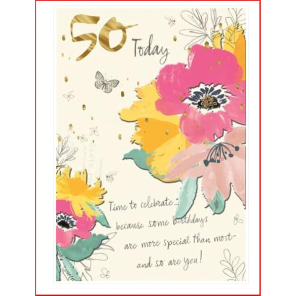 Hallmark 50th birthday celebration greeting card with colorful design and festive message for milestone occasion