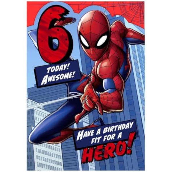 Hallmark 6th birthday greeting card featuring colorful open design with celebratory elements and cheerful illustrations.
