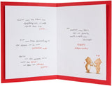 Embossed Hallmark anniversary greeting card titled "Here's To Us" with elegant design and heartfelt message.