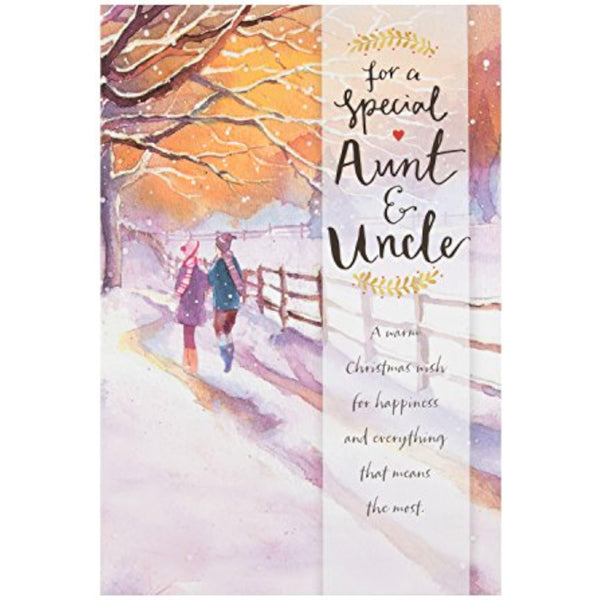 Hallmark Aunt & Uncle Christmas Card featuring Warm Wish design with festive holiday greeting and seasonal imagery.