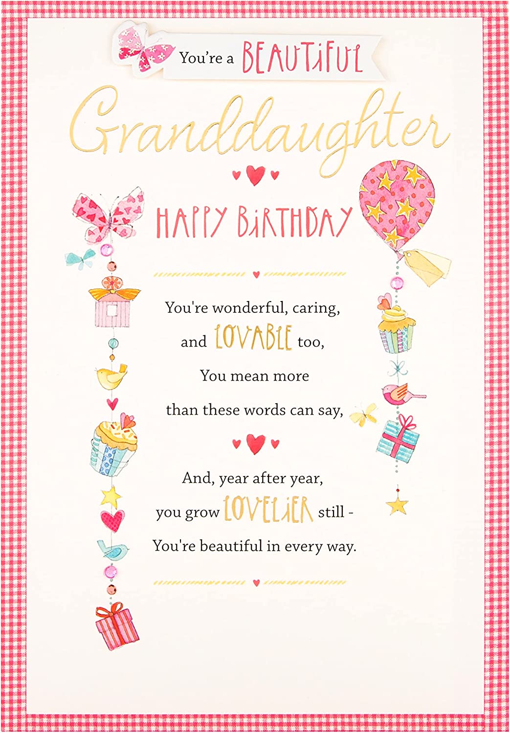 Hallmark greeting card featuring a heartfelt design for a granddaughter's birthday, with colorful and lovable artwork.