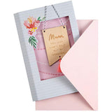 Hallmark birthday greeting card for mum with a wooden keepsake, featuring heartfelt design and decorative accents.
