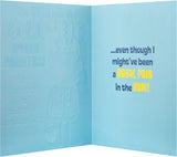 Hallmark birthday greeting card for stepdad with "King of Step-dads" message, featuring colorful design and celebratory graphics.