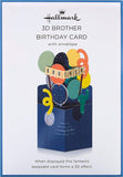 Hallmark Brother 3D balloons birthday greeting card with colorful balloon illustrations and festive design.