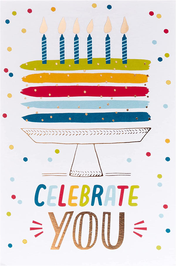 Hallmark Celebrate You birthday greeting card with colorful cake design and video message feature, perfect for special celebrations.