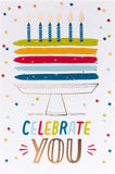 Hallmark Celebrate You birthday greeting card with colorful cake design and video message feature, perfect for special celebrations.