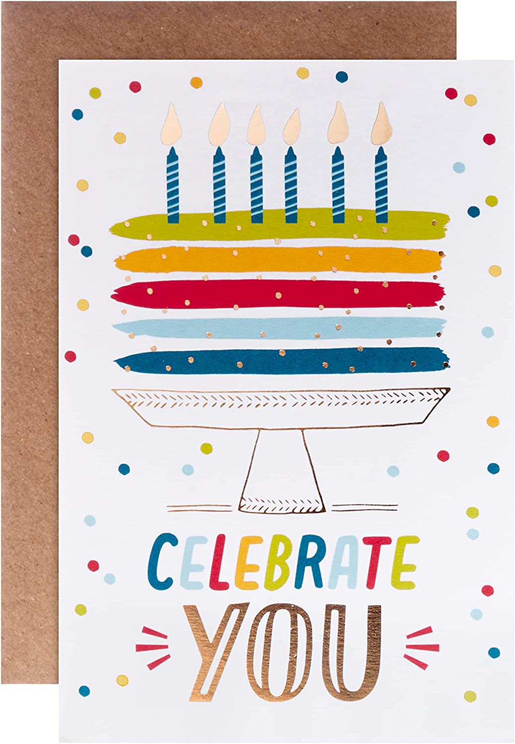 Hallmark Celebrate You birthday greeting card with colorful cake design and video message feature, ideal for special celebrations.